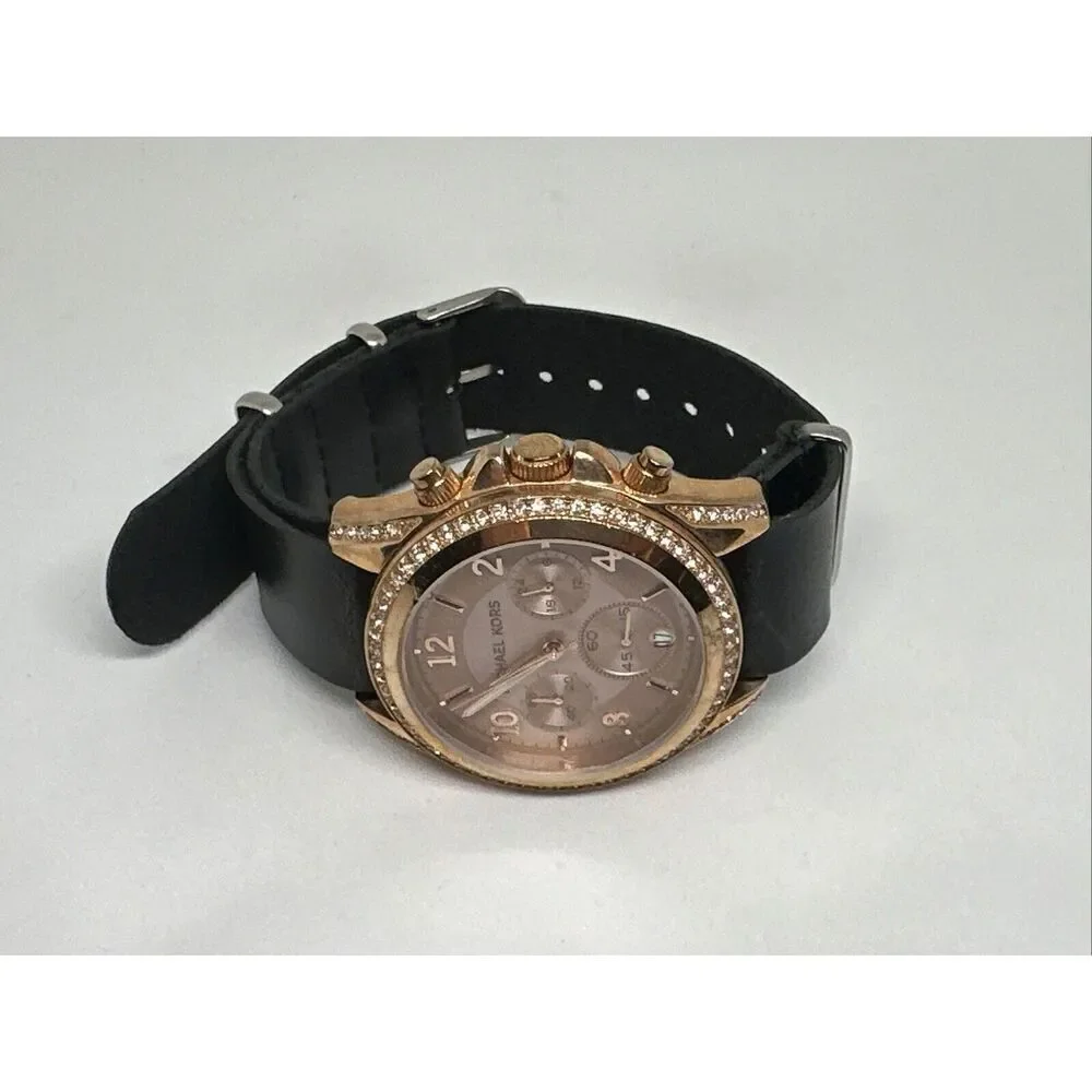 Michael Kors Blair MK5943 Women's Black Leather Analog Dial Quartz Watch HME431